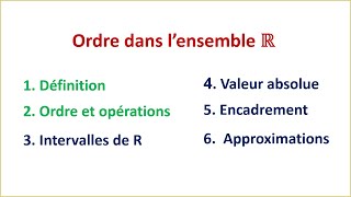 Ordre et opérations ► Ordre dans lensemble R TRONC COMMUN SCIENTIFIQUE ET TECHNOLOGIQUE  PARTIE 1 [upl. by Hsaniva574]