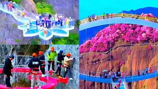 Experience Chinas Stunning Glass Bridges AweInspiring Views from Mountain Peaks [upl. by Etolas]