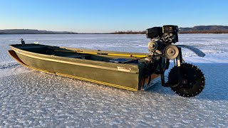 MultiSpecies Ice Fishing on the Mississippi River using a Scratcher Boat [upl. by Katy651]