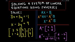 ❖ Solving a System of Linear Equations Using Inverses ❖ [upl. by Hajidahk63]