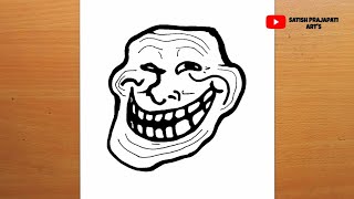 How to Draw Troll Face  Creepy Viral Face Drawing  Step by Step Drawing [upl. by Wane380]