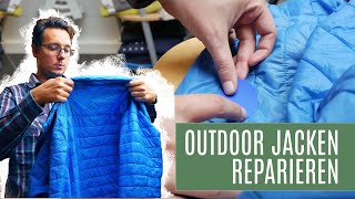 Outdoor Bekleidung Reparatur  Daunen  Kunstfaser Jacke Flicken [upl. by Siladnerb]