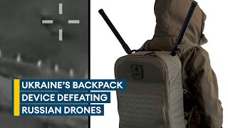 Ukrainian backpack signaljamming system taking down Russian drones [upl. by Hallette]