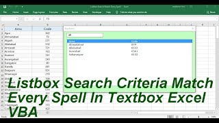 ListBox Search Crieria Match Every Spell Excel VBA [upl. by Necaj]