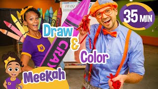 Draw amp Color with Blippi amp Meekah  Educational Videos for Kids  Blippi and Meekah Kids TV [upl. by Dorkus]