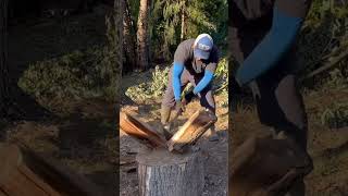 Splitting hardwood with the maul keepitreelcatfishing splittingwood splittingmaul [upl. by Brandise469]