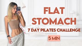 5 min Tight Waist amp Flat Stomach Pilates  At Home 7 Day Challenge [upl. by Kent]