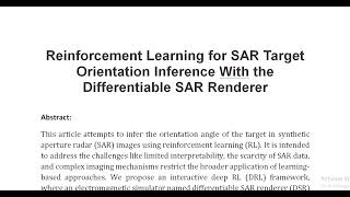 Reinforcement Learning for SAR Target Orientation Inference With the Differentiable SAR Renderer [upl. by Eelime]