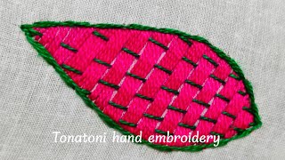 bordados a mano paso a pasoromanian stitch embroidery como bordar hojas grandes [upl. by Leamaj]