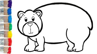 Easy And Simple Bear Drawing for Kids  Coloring  drawing [upl. by Sandry]