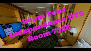 ROOM TOUR  SPACEX LAUNCH  Independence of the Seas Connecting Balcony Room 7328 [upl. by Niawat]