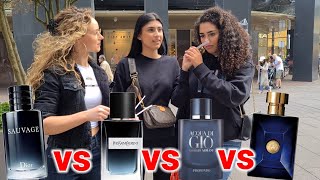 Women React to Dior Sauvage YSL Y EDP Armani Acqua Di Gio Profondo amp Versace Dylan Blue BATTLE [upl. by Des705]