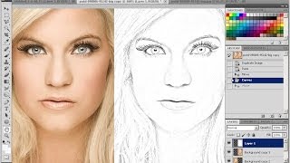 Photoshop TutorialConvert Photo To Line Drawing تحويل الصورة الى رسم بالفوتوشوب [upl. by Ephrem]