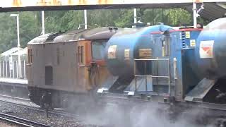 73 213 and 73 136 TnT railhead treatment train at Kensington Olympia 01 Oct 24 [upl. by Ahsaeit]