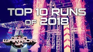 The 10 MOST WATCHED Runs of 2018  Ninja Warrior UK [upl. by Eillod]