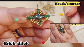 How to Brick stitch  boho style  Bicone beaded ring [upl. by Lemal]