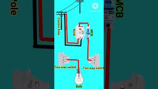 how to two way switch connection three way switch connection 1 bulb 2 switch connection ✅shorts [upl. by Snilloc]