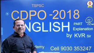 TSPSC CDPO 2018 English Part Explanation  By KVR Sir [upl. by Ashil]