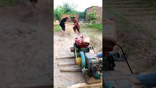 2 diesel engine start with 2 man new experiment 🤣shorts experiment trending viralvideo [upl. by Ynnaffit738]