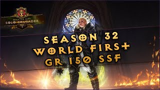 🍀Diablo 3 │ S32 SSF World First Clear │ Akkhan Crusader │ GR 150 1305 [upl. by Ynattirb]