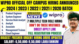 Wipro Official Hiring Announced  Multiple Tech Role Hiring  OFF Campus Drive For 2024  2023 Batch [upl. by Lucine78]