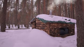 Dugout building AutumnWinter warm shelter in the woods start to finish [upl. by Jacquelin889]