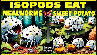 Isopods Eat Mealworms amp Sweet Potato In Isopod House Terrarium  4K [upl. by Decima]