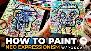 How to paint Neo Expressionism Style Paint Pen art  fun Posca tutorial  Eva Salyer Art [upl. by Nadroj154]