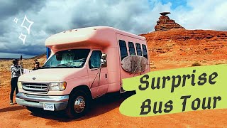 Shuttle Bus Conversion Tour Off grid tiny home at Mexican Hat [upl. by Aneleasor]