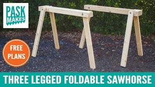 Three Legged Foldable Sawhorse  Built with Basic Tools [upl. by Henley]