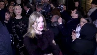 Natalia Vodianova almost falls down as she comes out of the 2016 Givenchy fashion show in Paris [upl. by Erusaert]