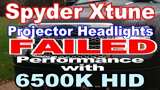 Spyder Xtune Projector Headlights 6500k HID Performance Fail  206 [upl. by Miculek17]