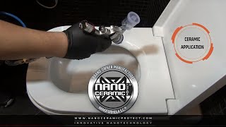 Application and test of Hard 9H Red NCProtect® Ceramic coating on household ceramics surf Toilet [upl. by Merrili189]