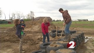 Earthship home under construction in Cedarville [upl. by Ardnauqal]