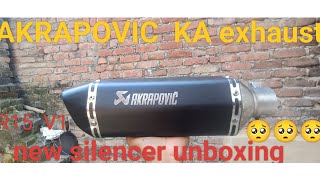 AKRAPOVIC ka exhaust R15 version 1 new silencer unboxing SC silencersc 15 automobile viralvideo [upl. by Rivkah]