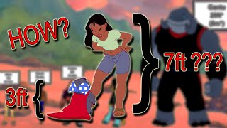 SHE IS 7 FEET TALL Reacting to Lilo and Stitch Character Heights [upl. by Nayt]