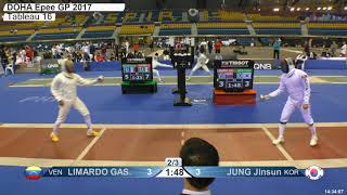 2018 387 M E Individual Doha QAT GP T16 07 red JUNG KOR vs LIMARDO GASCON VEN [upl. by Eltsryk]