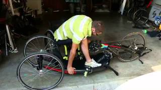 C6 quadriplegic transferring into handcycle [upl. by Suzi]