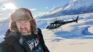 Helicopter Tour amp Landing On Middle Of Massive ALASKA Glacier  Knik River Of Ice  Snowy Mountains [upl. by Yruama136]