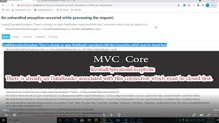 There is already an DataReader associated with this connection which must be closed first  MVC Core [upl. by Corri]