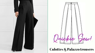 Culottes and Palazzo trousers pattern tutorial  QUICK SERIES [upl. by Awhsoj]