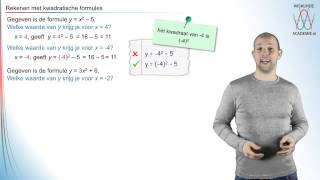 Kwadratische formules  rekenen met kwadratische formules deel 1  WiskundeAcademie [upl. by Netnerb435]