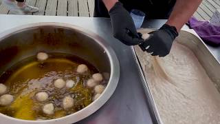 Street food delicious handmade donuts Greek Loukoumades [upl. by Buffy193]