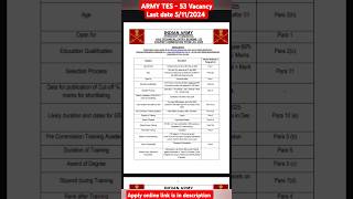 ARMY Recruitment TES  53 VACANCY FULL DETAIL shorts ytshorts army vacancy 2024 exams [upl. by Eclud206]