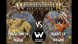 Age of Sigmar Battle Report Maggotkin of Nurgle VS Blades of Khorne [upl. by Cordova]