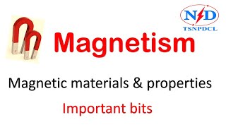 Magnetic materials amp propertiestsnpdcl jlm 2024tsspdcl Important bits 2024 [upl. by Bing]