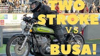 Most Amazing Kawasaki H1 500 Two Stroke Challenges Hayabusa [upl. by Acimaj]