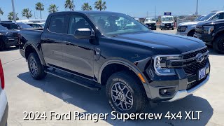 First Look At 2024 FORD RANGER SUPERCREW 4X4 XLT in Shadow Black walkaround [upl. by Beverle]