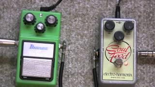 Ibanez Tube Screamer TS 9 Vs Electro Harmonix Soul Food Overdrive Pedal Shootout [upl. by Caundra]