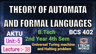 TAFL Unit  5 Lec  38Universal Turing machine Halting problem BCS402 BTech AKTU 2nd Year CSEIT [upl. by Hailey]